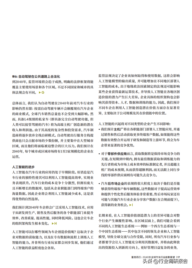 2040年全球汽车行业前景展望：自动驾驶、AI、大数据、智能与电动